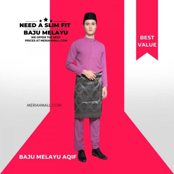 Koleksi Baju Melayu Cekak Musang Aqif 2021 - Pinky Purple
