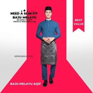 Koleksi Baju Melayu Cekak Musang Aqif 2021 - Teal-Blue
