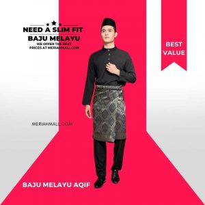 Koleksi Baju Melayu Cekak Musang Aqif 2021-Black